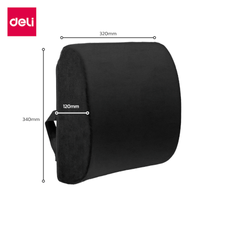 เบาะรองหลังเพื่อสุขภาพ Deli VS753-BK-01 สีดำ ขนาด 32x34x12 cm_4